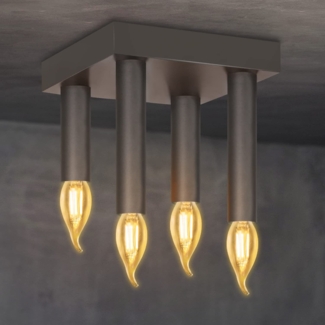 ZMH Vintage Deckenlampe Deckenleuchte 4-flammige - Retro Deckenspots E14 Industrial Wohnzimmerlampe Grau Schlafzimmerlampe mit 4 Spots Metall Kronleuchter fr Wohnzimmer Kche flur bar