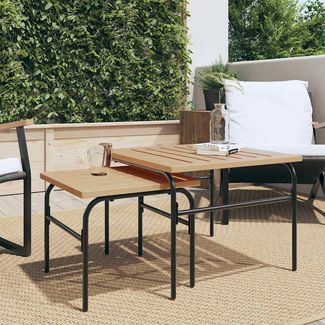 2 pcs Gartentisch,Outdoor-Satztische Braun und Schwarz Stahl