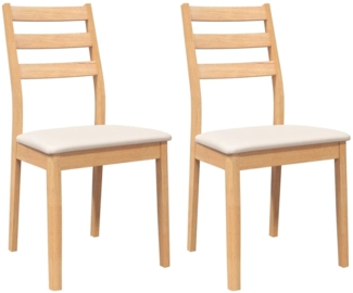 vidaXL Esszimmerstühle mit Kissen 2 Stk. Natur Massivholz Gummibaum 4102517