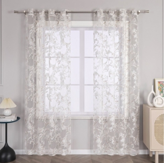 Joyswahl Gardine, Ösen (1 St), transparent, wohnzimmer modern, voile, mit Ranken Muster