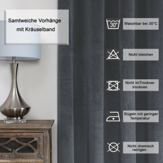 Haus und Deko Gardine Verdunkelungsvorhang Samt weich Vorhang Kräuselband blickdicht Gardine (1 St), Kräuselband, Polyester