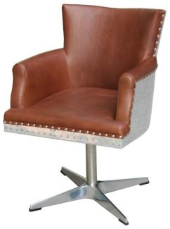 Drehsessel Witney Vintage Leder Columbia-Brown Aluminium