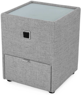 Nachttisch Lukas / Lancy, Stoff, Grau, 43 x 53 x 43 cm