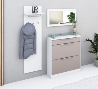 borchardt Möbel Garderoben-Set Oliva, (3-tlg), mit stehendem Schuhschrank, Paneel und Spiegel