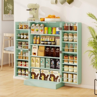 KOMFOTTEU Mehrzweckschrank Küchenschrank Vorratschrank mit Türablagen & 6 verstellbaren Einlegeböden, weiß