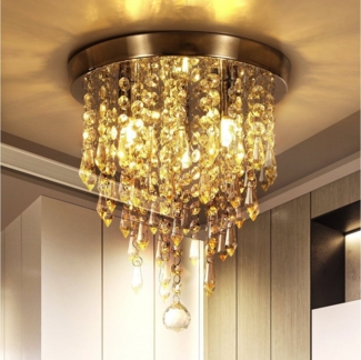 WILGOON Deckenleuchte Edelstahl Kristall Kronleuchter Kristall Leuchte, G9-3 Lampenfassung, Glühbirne nicht enthalten, LED wechselbar, Modern Kronleuchter Kristall G9 x3, 25 x 32 cm Kristall Deckenleuchte