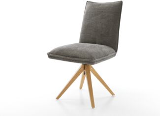 Drehstuhl Lelio-Flex Bouclé Soft Schlamm Holzgestell kantig Natur 180° drehbar Taschenfederkern