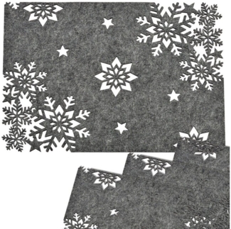 matches21 HOME & HOBBY Platzset Tischsets 4er Set Filz grau Weihnachtsdeko Tischdeko 40x30 cm, (4-St), modernes Esstisch Platzdeckchen als Tischuntersetzer Weihnachtsdeko