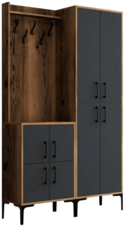 Dmora Eingangsmöbel Eufemia, Moderner Eingang, Wandgarderobe, Multifunktions-Aufbewahrungskonsole, 120x35h200 cm, Walnuss und Anthrazit