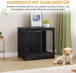 Hundekäfig Möbel, 69 cm Hundebox, 2 Türen, Moderne Hundekäfig Indoor für kleine/mittlere/große Hunde, Beistelltisch, Hundebox für Zuhause 69 × 49 × 64,5 cm, Schwarz