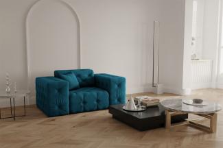 Sessel Designersessel CHANTAL in Stoff Opera Velvet Ozeanblau