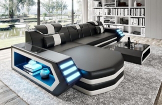 JVmoebel Ecksofa LForm Ecksofa Bettfunktion Design Polster Leder Eck Garnitur Sofort, Made in Europa