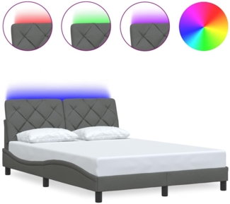 vidaXL Bettgestell mit LED ohne Matratze Dunkelgrau 140x200 cm Stoff 3310672