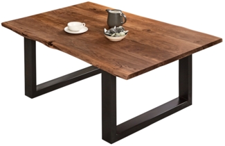 Couchtisch Baumkante massiv Akazie Nussbaum 100x70 schwarz BILLY 526556