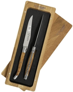 Laguiole en Aubrac Steakmesser Set 2-teilig Olivenholz (Olivier) 23 cm