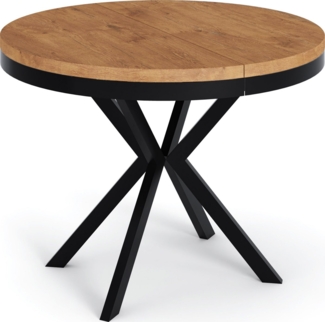 WFL GROUP Esstisch Ross (erhältlich in 3 Größen – 90/100/120 cm ausziehbar auf 170/180/200 cm), platzsparender Tisch in Holzoptik für Küche, Esszimmer oder Wohnzimmer