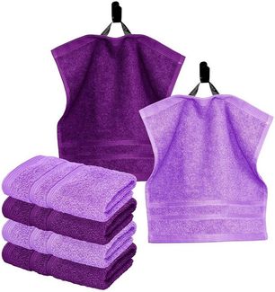 Lashuma Handtuch Set London, Frottee (Set, 6-St), Saugstarke Waschlappen Lila 30x30 cm