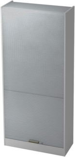 bümö Rollladenschrank in Grau/Silber mit Streifengriff - Vertikal Jalousieschrank 90 cm breit, Aktenschrank abschließbar, Büroschrank für Ordner & Co, SET90-5-S-SG