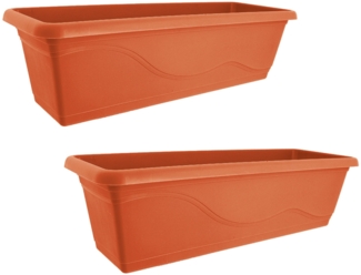 HTI-Living 2er Set Terracotta Blumenkasten mit Wasserspeicher 60cm
