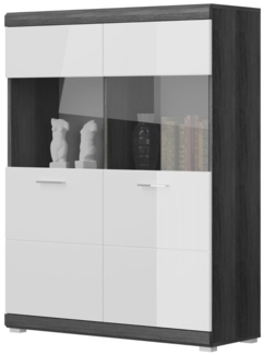Highboard Scout in weiß Hochglanz und Rauchsilber grau 113 cm