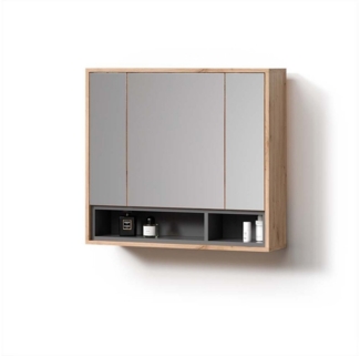 Livinity® Badezimmerspiegelschrank Temo, Artisan Eiche/Anthrazit/Anthrazit, 80 x 72 cm