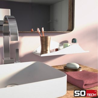 SO-TECH® Wandregal Schweberegal HOVER-VIII 35 x 13 x 8 cm inkl. Befestigungsset, 3-tlg, Wandmontage, für Bad Küche oder Wohnzimmer, Weiß