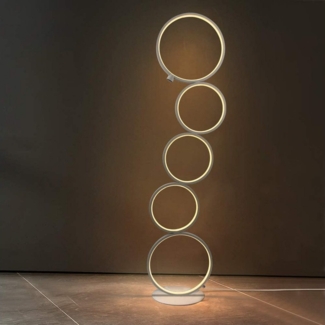ZMH Stehlampe Wohnzimmer Dimmbar Helligkeit Standleuchte 33W Touch Switch 3000K, Augenschutz, Einfache Installtion, LED fest integriert, Warmweiß, 5-Flammig Ringförmige Weiß Standlampe für Schlafzimmer