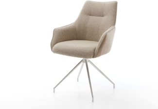 Drehstuhl Alja-Flex mit Armlehnen Materialmix Schlamm Kreuzgestell konisch Edelstahl 180° drehbar Taschenfederkern