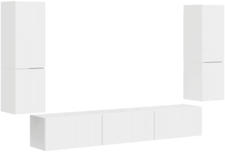 vidaXL TV-Schrankset Wandmontiert 4 pcs Hochglanz Weiß Holzwerkstoff 3409046