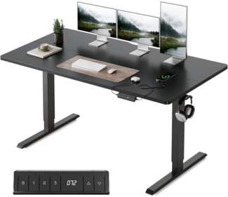 140x60 cm Elektrischer Schreibtisch Höhenverstellbar Steh-Sitz Tisch Schwarz