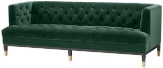 Casa Padrino Luxus Wohnzimmer Sofa Grün / Schwarz / Messingfarben 230x85 x H. 79 cm