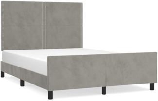 Bettgestell mit Kopfteil Samt Hellgrau 140x200 cm, Härtegrad: H2 [3125696]