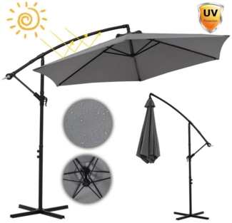 Melko Sonnenschirm Gartenschirm Sonnenschirm Kurbelschirm Ø 350 3,5 m mit LED Ampelschirm, LxB: 350,00x350,00 cm, Stück, mit An-/Aus-Kippschalter