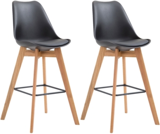 CLP 2er Set Barhocker Metz Kunststoff mit Rückenlehnen und Fußstütze,schwarz natura