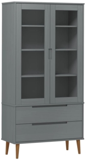 vidaXL Vitrinenschrank MOLDE Grau 90x35x175 cm Massivholz Kiefer 350545