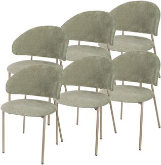 Esszimmerstuhl Lipis 6er Set Textil Grün [en. casa]