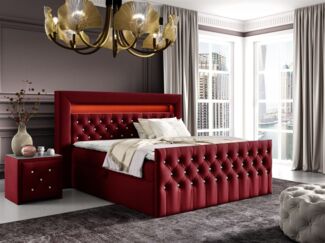 Boxspringbett Schlafzimmerbett SEVRA Nr. 1 120x200cm in Elisa Velvet Bordeauxrot-Copy