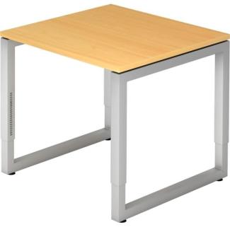 Schreibtisch RS08 O-Fuß eckig 80x80cm Buche Gestellfarbe: Silber