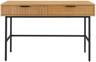 Schreibtisch 120 x 60cm MDF Eichenholzfurnier geriffelt mit 2 Schubladen