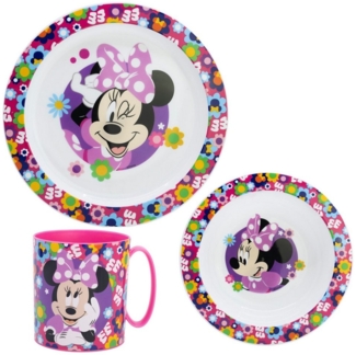 Disney Kindergeschirr-Set Disney Minnie Maus Kinder Geschirr-Set 3 tlg antirutsch (3-tlg), 1 Personen, Becher, Teller Schüssel