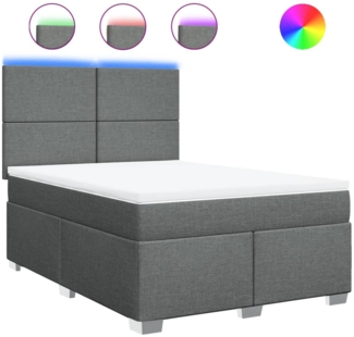 vidaXL Boxspringbett mit Matratze Dunkelgrau 140x200 cm Stoff 3292805