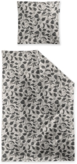 Irisette Feinbiber Bettwäsche Koala 155x220 Blätter silber grau natur 8588-11