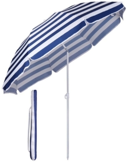 Sekey Sonnenschirm mit Schutzhülle, Neigungswinkel und Höhe verstellbar, Polyester blau / weiß, 160 cm