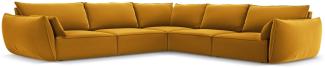 Micadoni 7-Sitzer Samtstoff Symmetrisches Ecksofa Kaelle | Bezug Yellow | Beinfarbe Black Plastic