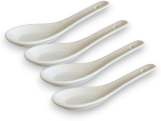 WestCraft Suppenlöffel White and black Series ASIATICA, Porzellan-Löffel-Set Asien / Ramen, 13 cm - Reis-Löffel - Suppen-Löffel, Servier-Löffel - Spoon-Set