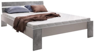 Futonbett Michelle 140x200 cm Kopfteil und Füsse Beton, Seiten weiss
