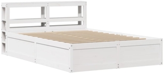 vidaXL Massivholzbett mit Kopfteil Weiß 140x200 cm Kiefer 3306343