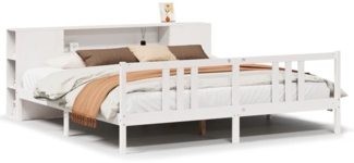 vidaXL Massivholzbett mit Regal ohne Matratze Weiß 200x200 cm Kiefer 3322290