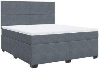 vidaXL Boxspringbett mit Matratze Dunkelgrau 180x200 cm Samt 3290973