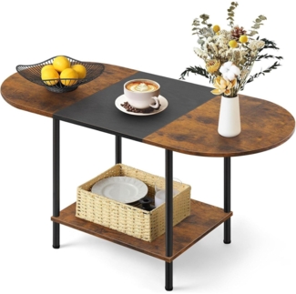 Couchtisch Wohnzimmertisch Klein Holz Ablagen CoffeeTable Schwarz 90cm